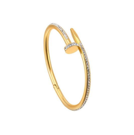 Wholesale Gold Plated Stainless Steel Cuff Nail Bracelet and Girls Bangle with Zircon Mother Bracelets for Gift